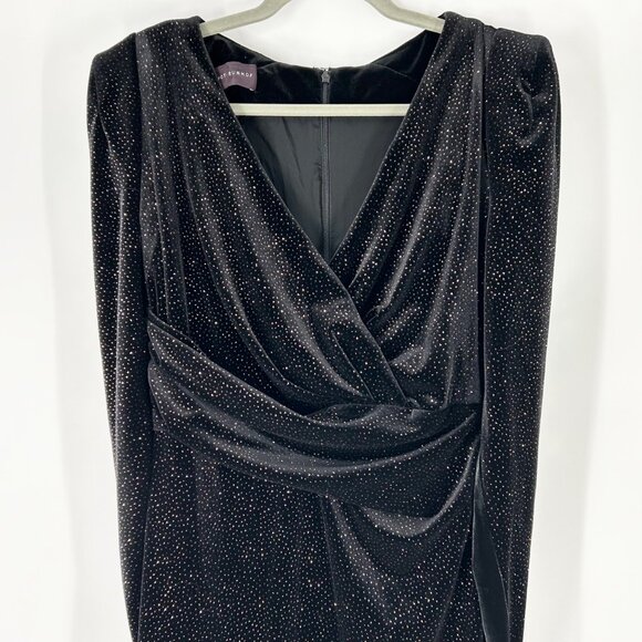 Talbot Runhof Black Metallic Eternity-Sleeve Velvet Gown - Picture 5 of 11